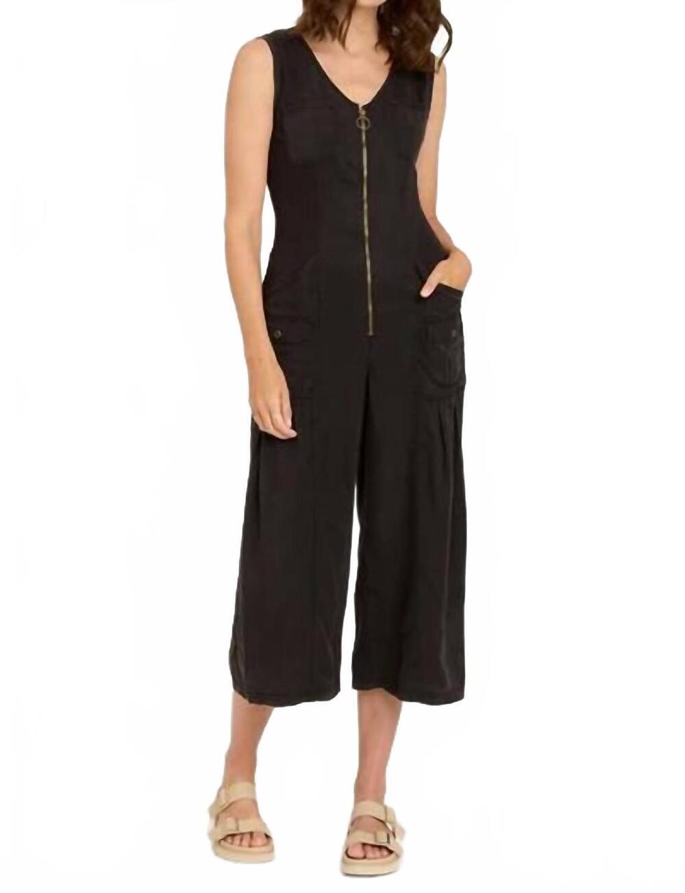 NEW XCVI soft twill macgowan wide leg cargo jumpsuit in black